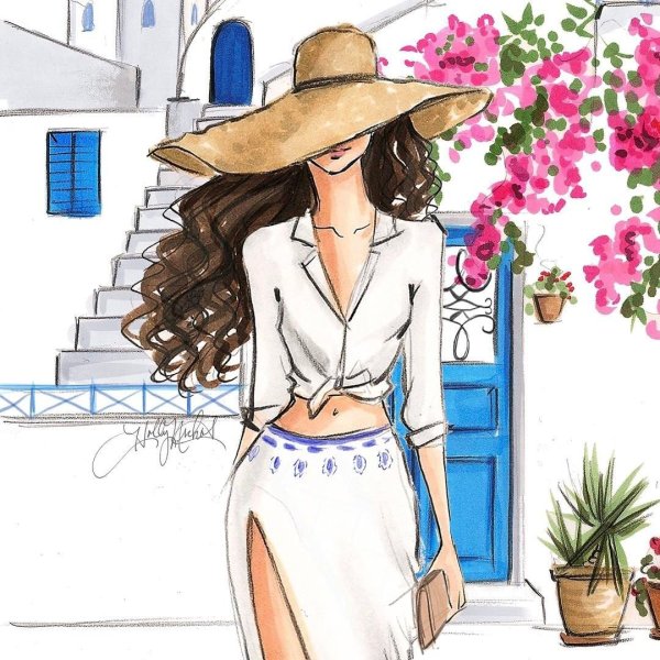 Модные нарисованные девушки