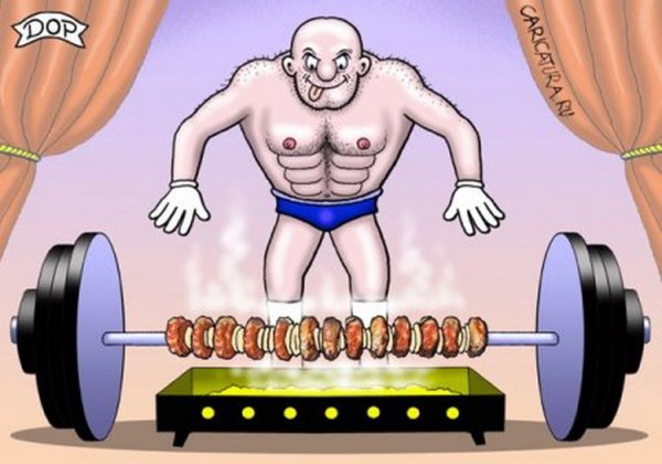 Штангист карикатура