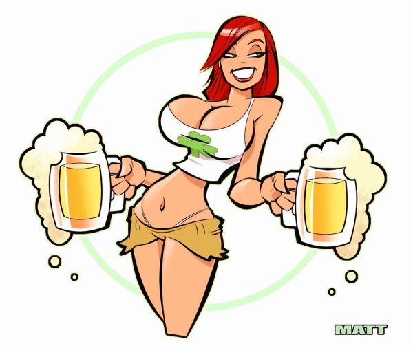 Рисованные девушки с пивом