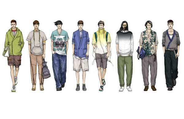 Модная одежда для парней рисование