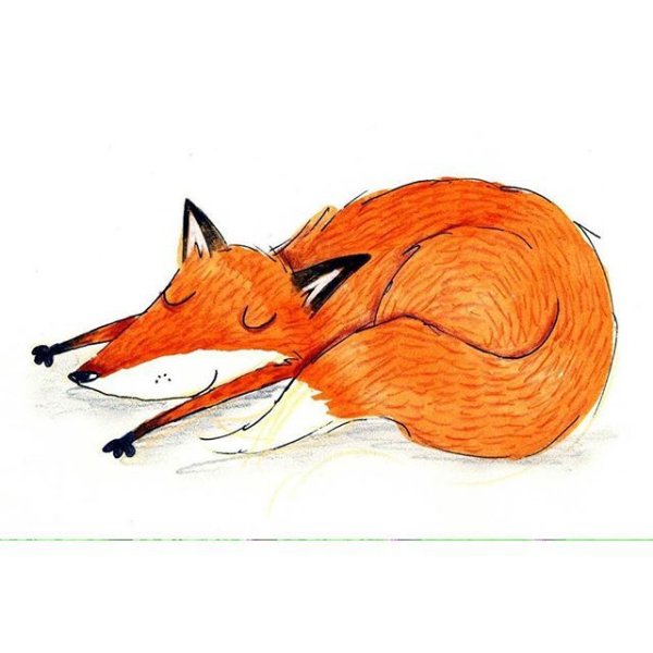 Нарисованная лиса смешная