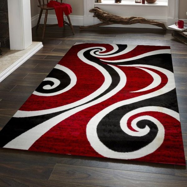 Коврик красно черно белый