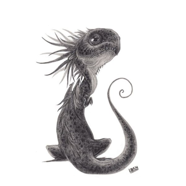Ящерица арт черно белая