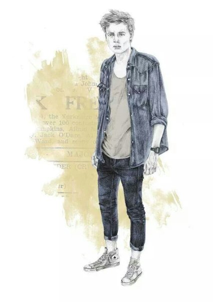 Нарисованный подросток в полный рост