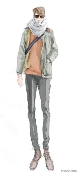 Парень акварелью в полный рост