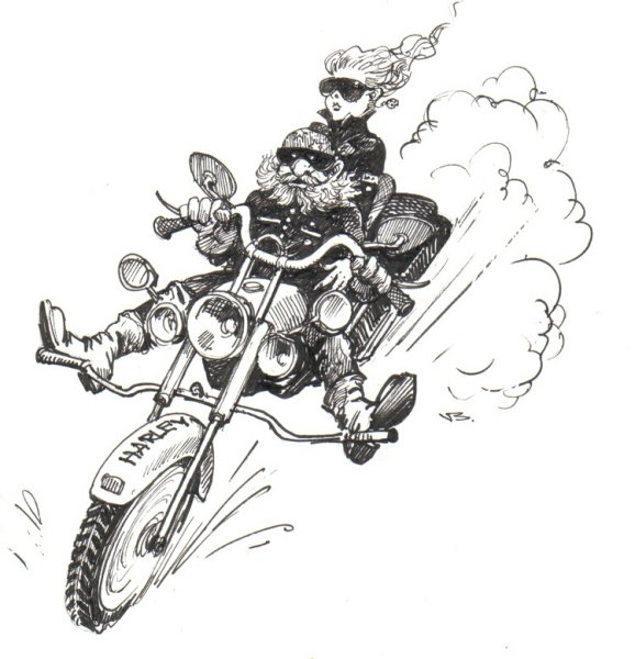 Карикатура мотоциклист