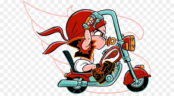 Мультяшка на мотоцикле