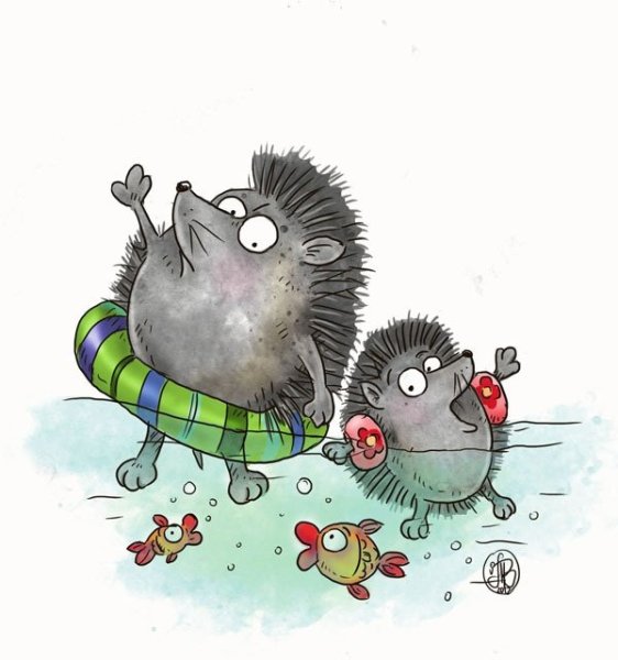 Ежик рисованный смешной