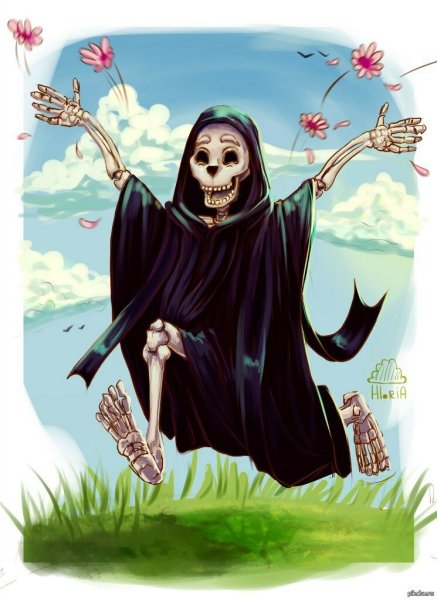 Карикатура смерть с косой