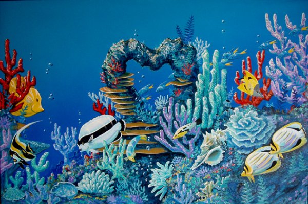 Морской риф рисунок