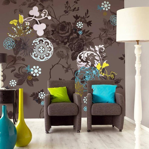 Орнамент на стене в интерьере