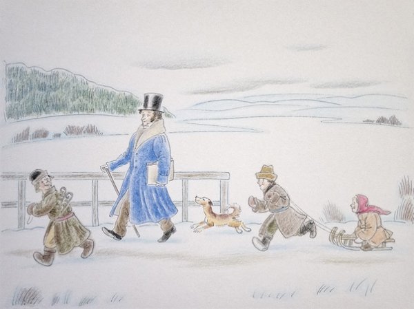 Опрятней модного паркета блистает речка льдом одета