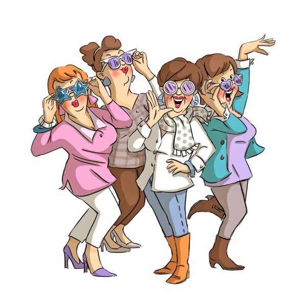 Подружки карикатура