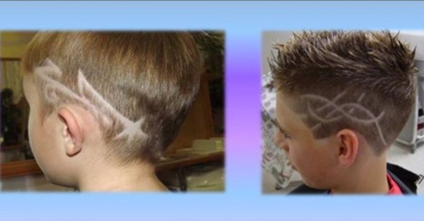 Стрижка для мальчика с рисунком сзади