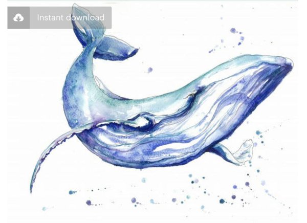 Картинка для печати кит акварель