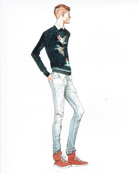 Мужская фэшн иллюстрация