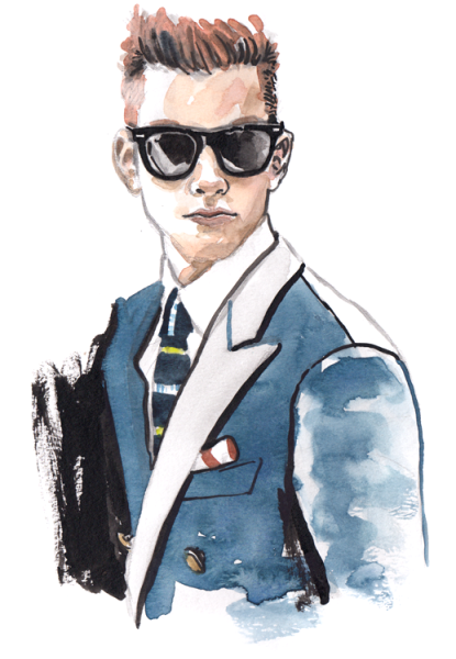 Мужчина в костюме акварель