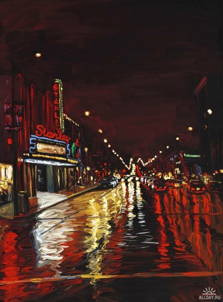 Огни ночного города в живописи