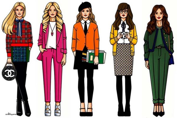 Модели одежды разных стилей