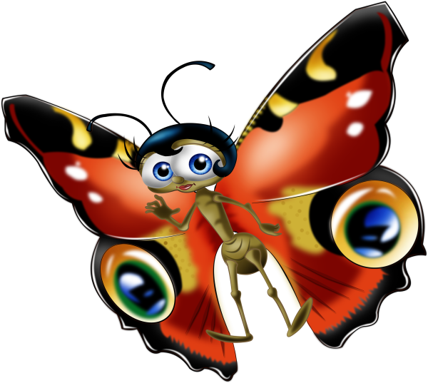 Мультяшные цветочки и бабочки