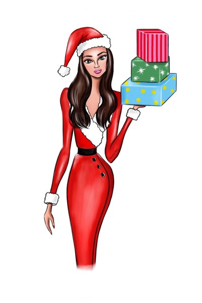 Новогодние Рисованные девушки