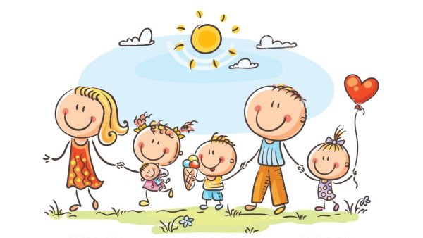 Семья с тремя детьми рисунок