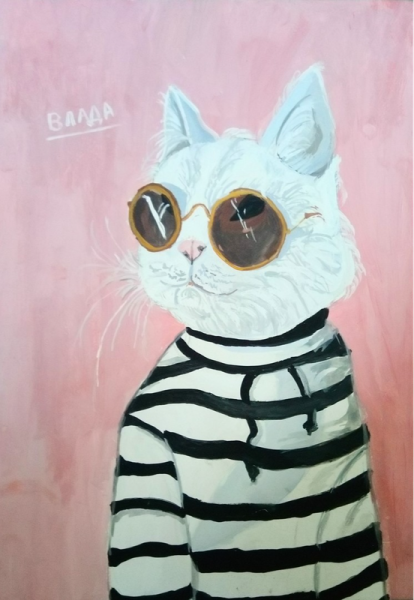 Стильный кот рисунок