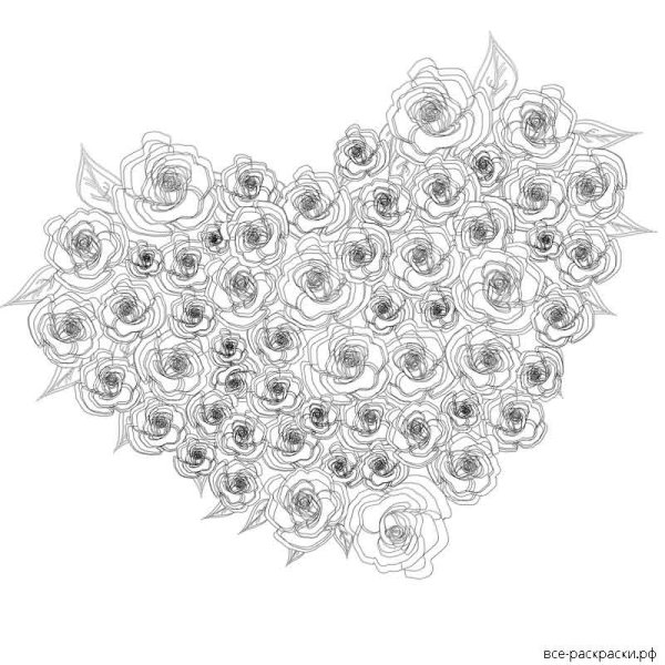Раскраски цветы розы букеты