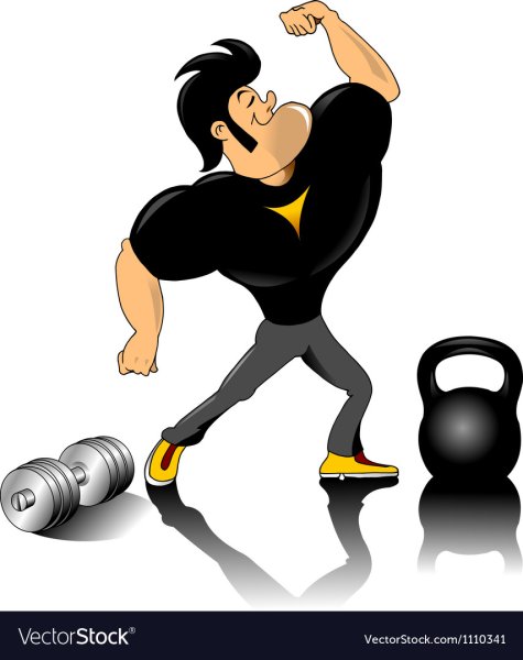 Силач с гантелей