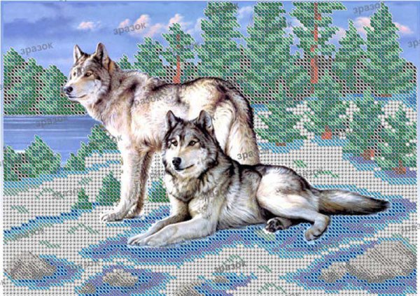 Вышивка крестиком волки