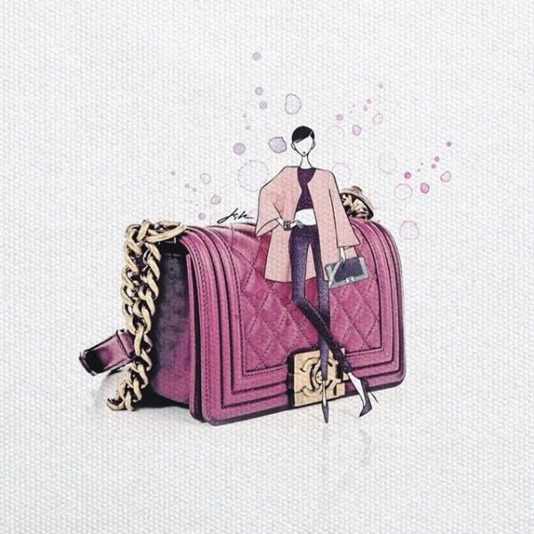 Фэшн иллюстрация сумка
