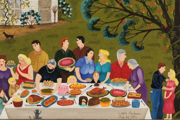 Большая семья за столом картина