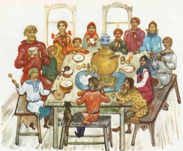 Русская семья за столом