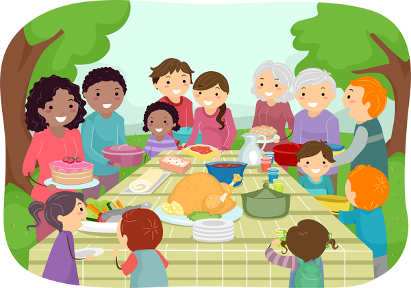 Рисунки детей большая семья за столом