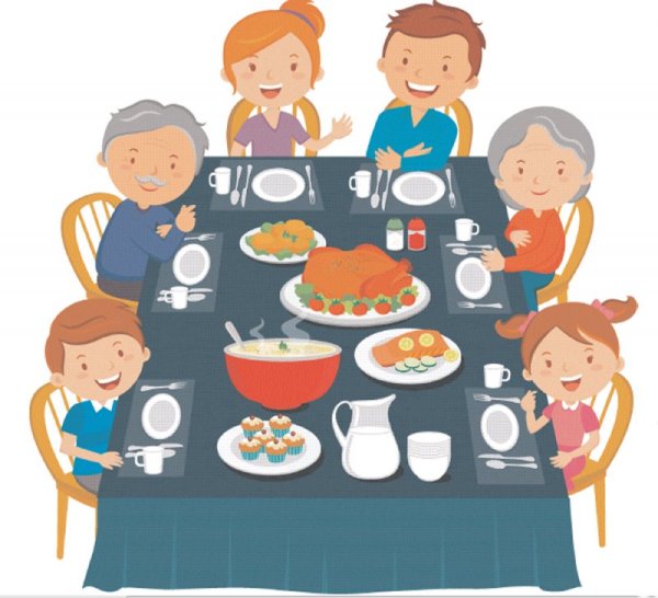Мультяшная семья за столом