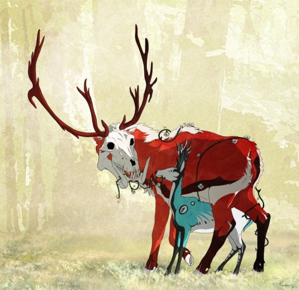 Олень с бородой