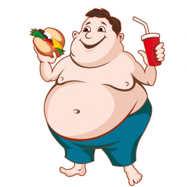 Толстый человек на белом фоне