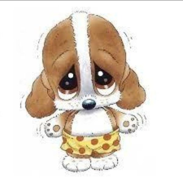 Грустный щенок мультяшный