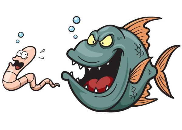 Испуганная мультяшная рыба