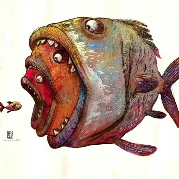 Рыба ест рыбу иллюстрация