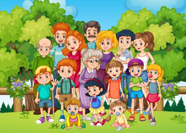 Большая семья иллюстрация