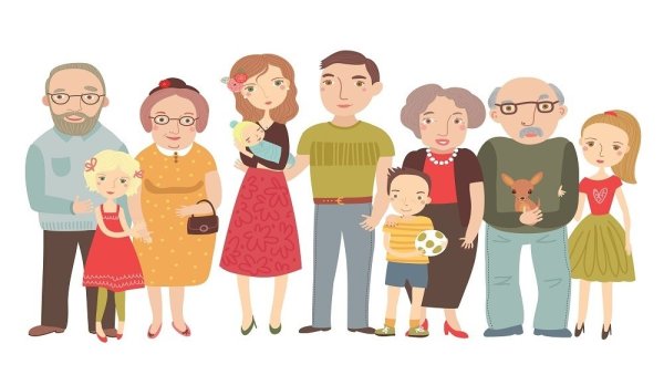 Семья бабушка дедушка родители и дети