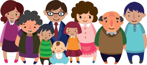 Семья мультяшная на прозрачном фоне