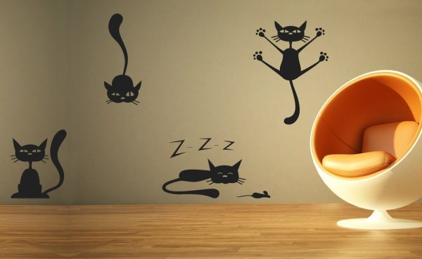 Роспись стены коты