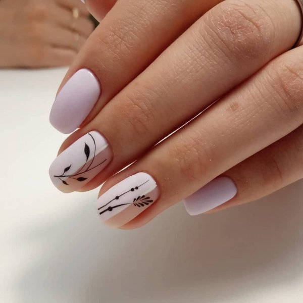 Маникюр на короткие ногти геометрия