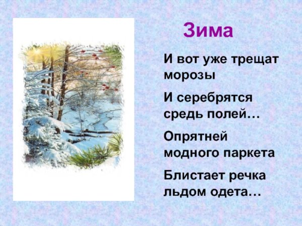 Опрятней модного паркета блистает речка льдом одета