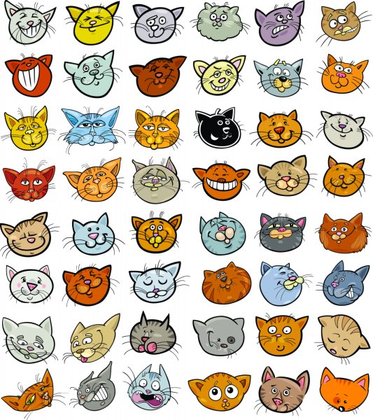 Мордочки котов для наклеек