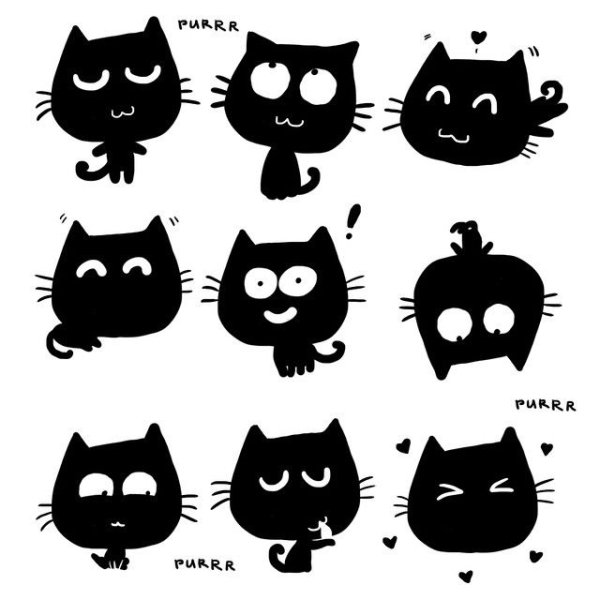 Смешной кот силуэт