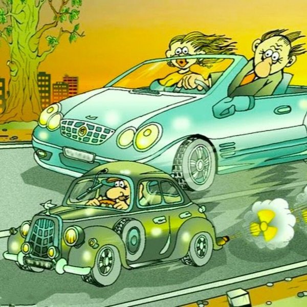 Забавные рисунки автомобилей