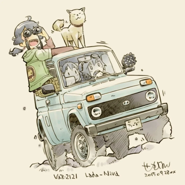 Синие коты Ирины Зенюк на машине